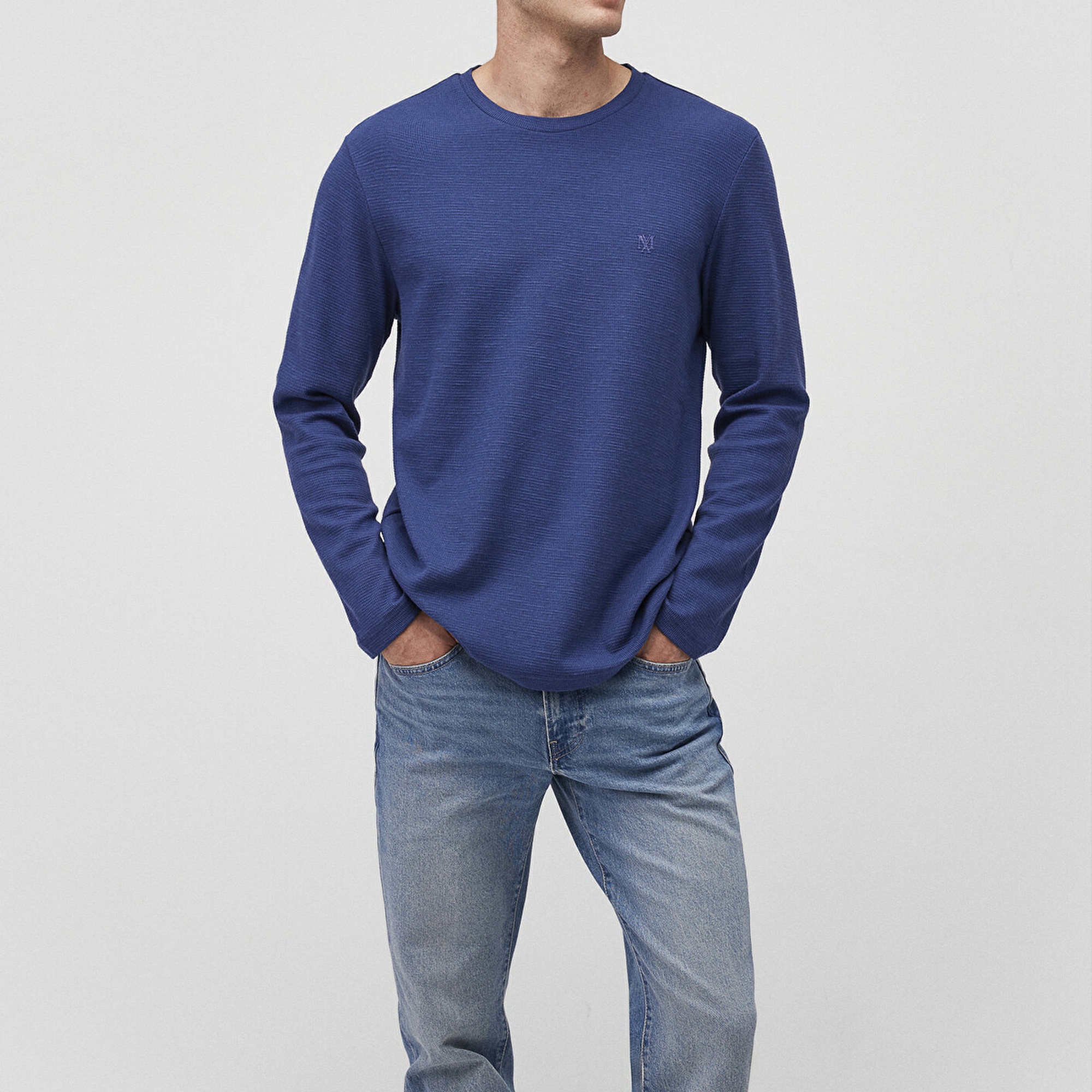 Mavi Uzun Kollu Lacivert Basic Tişört Slim Fit / Dar Kesim 065755-70722