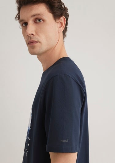  Mavi İstanbul Baskılı Lacivert Tişört Regular Fit / Normal Kesim 0611884-70490