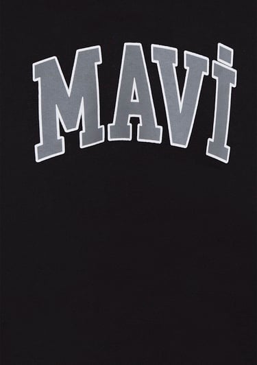 Mavi Mavi Logo Baskılı Kapüşonlu Siyah Sweatshirt 6610110-900