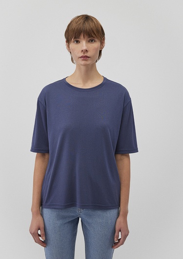  Mavi Lacivert TENCEL TM Modal Basic Tişört Regular Fit / Normal Kesim 1611897-70487