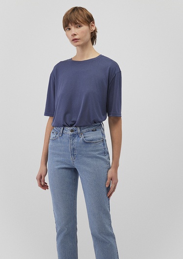  Mavi Lacivert TENCEL TM Modal Basic Tişört Regular Fit / Normal Kesim 1611897-70487