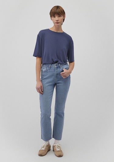  Mavi Lacivert TENCEL TM Modal Basic Tişört Regular Fit / Normal Kesim 1611897-70487