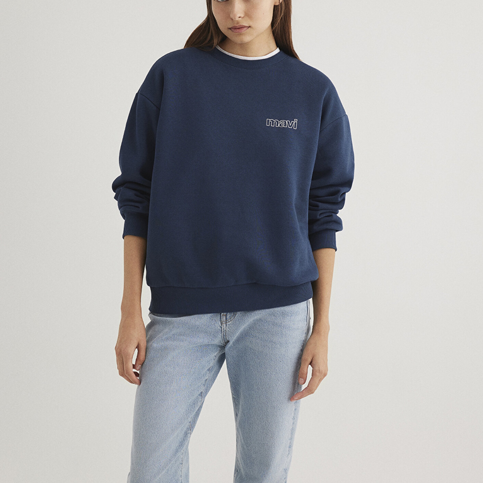 Mavi Mavi Logo Baskılı Lacivert Sweatshirt 1611656-82454