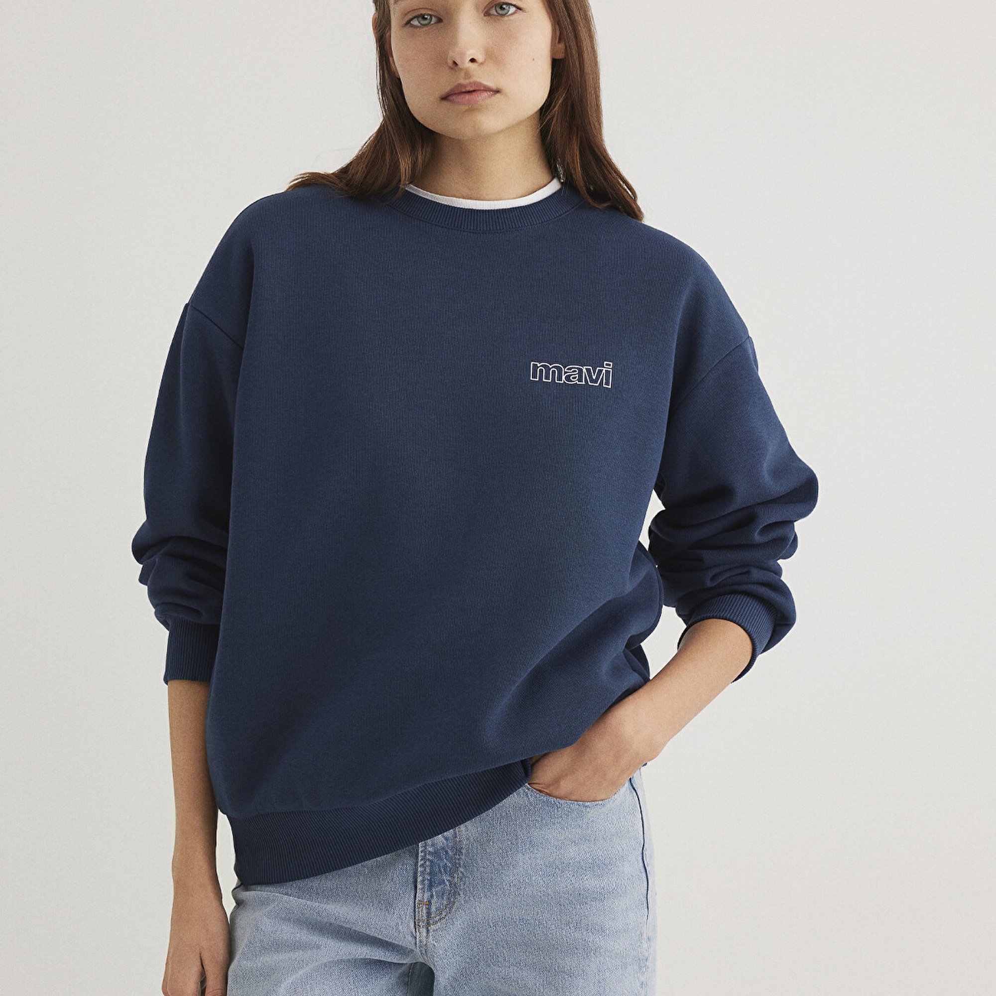 Mavi Mavi Logo Baskılı Lacivert Sweatshirt 1611656-82454