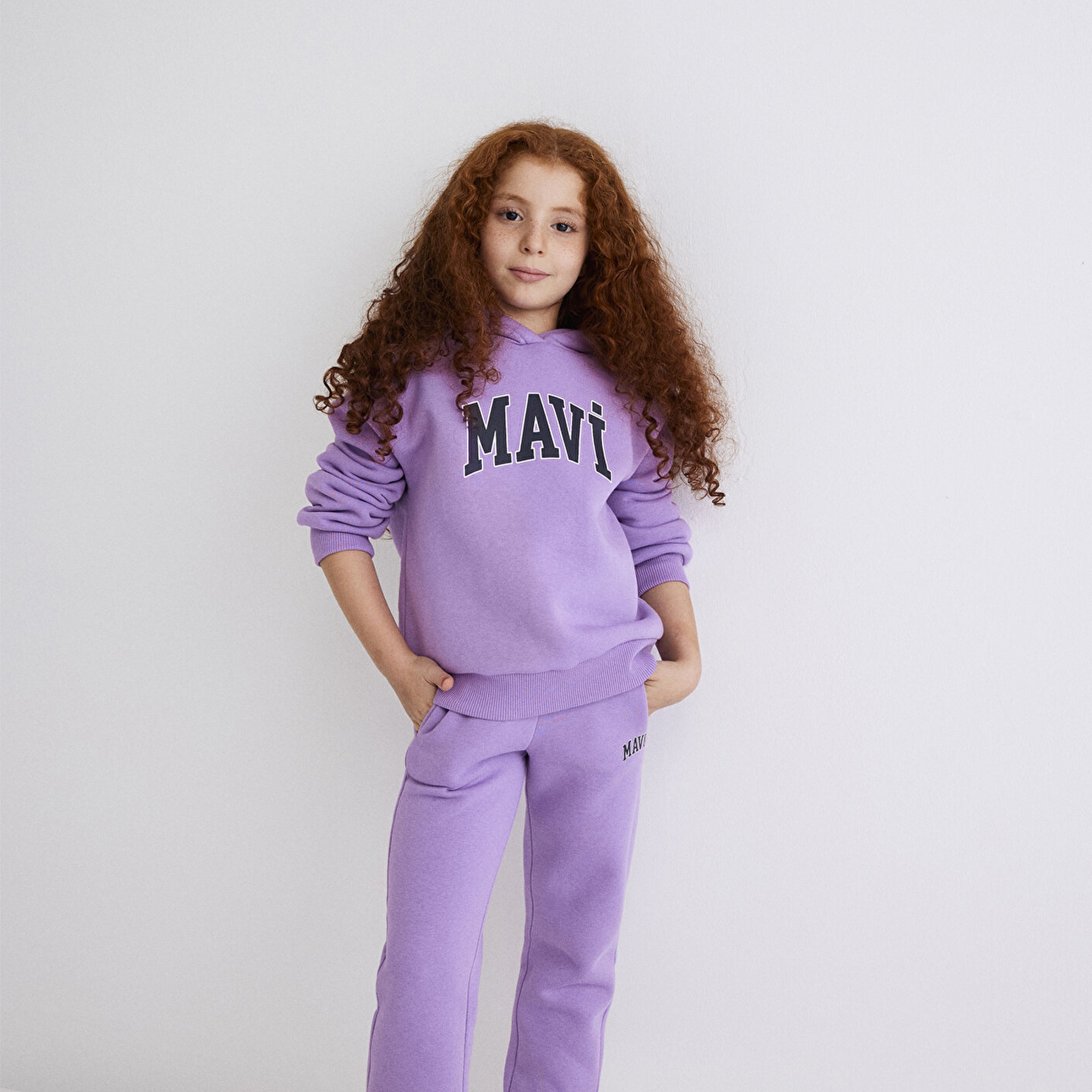 Mavi Mavi Logo Baskılı Kapüşonlu Mor Sweatshirt 7610035-70586