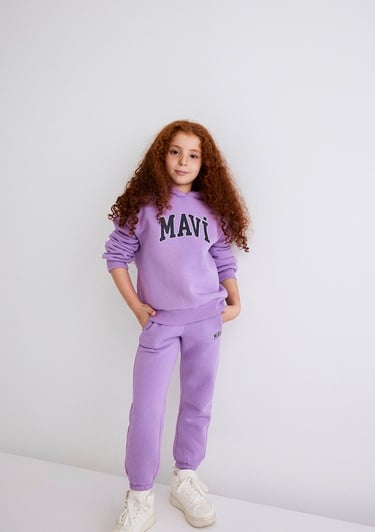  Mavi Mavi Logo Baskılı Kapüşonlu Mor Sweatshirt 7610035-70586