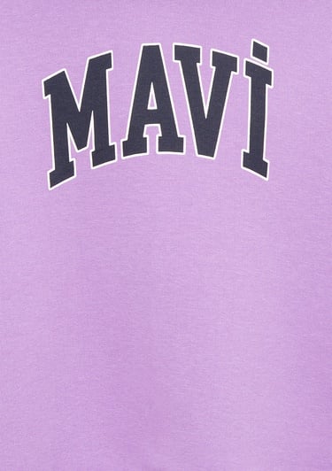  Mavi Mavi Logo Baskılı Kapüşonlu Mor Sweatshirt 7610035-70586