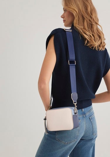  Mavi Lacivert Askılı Beyaz Çapraz Çanta 1910084-32184