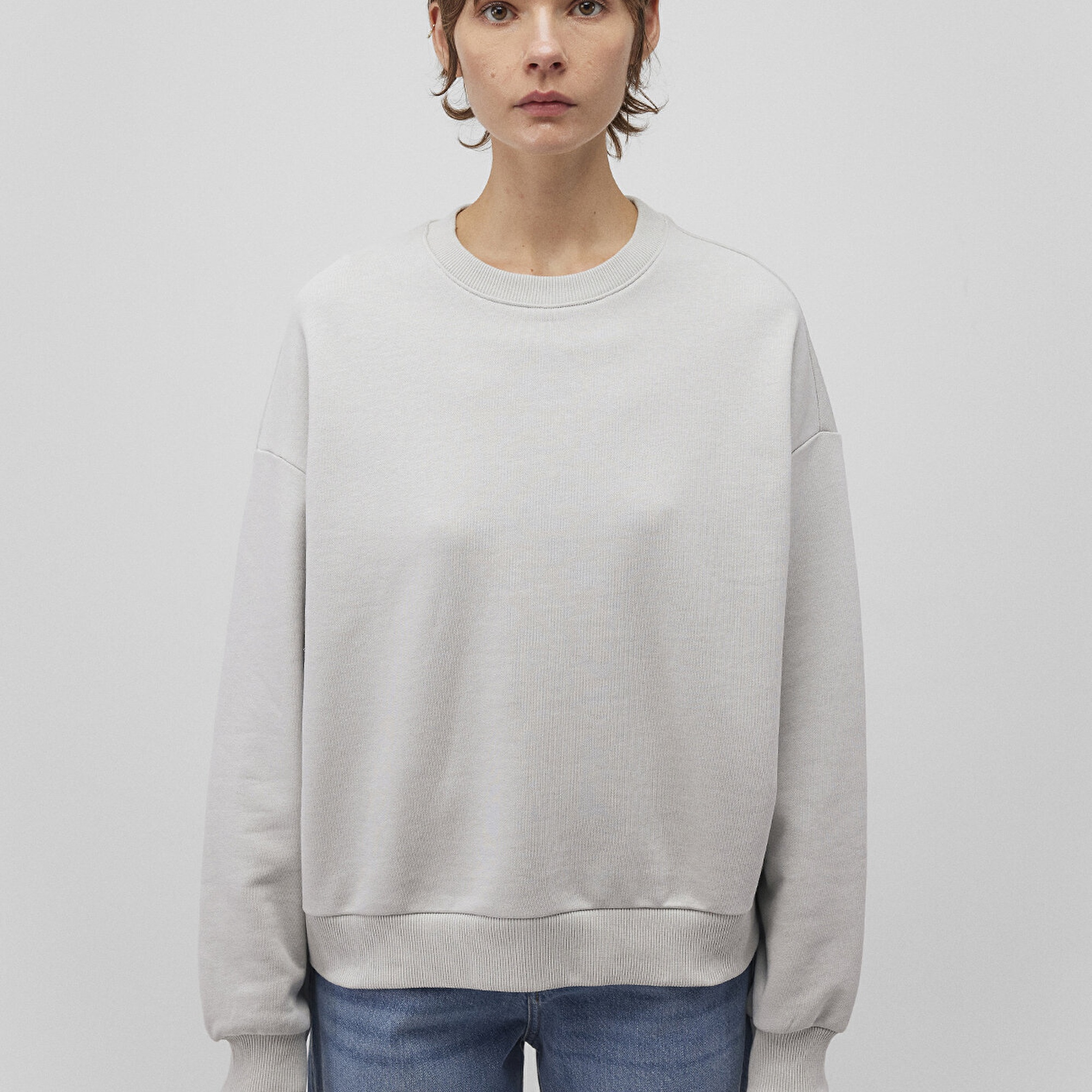 Mavi Bisiklet Yaka Gri Basic Sweatshirt 1611770-70074