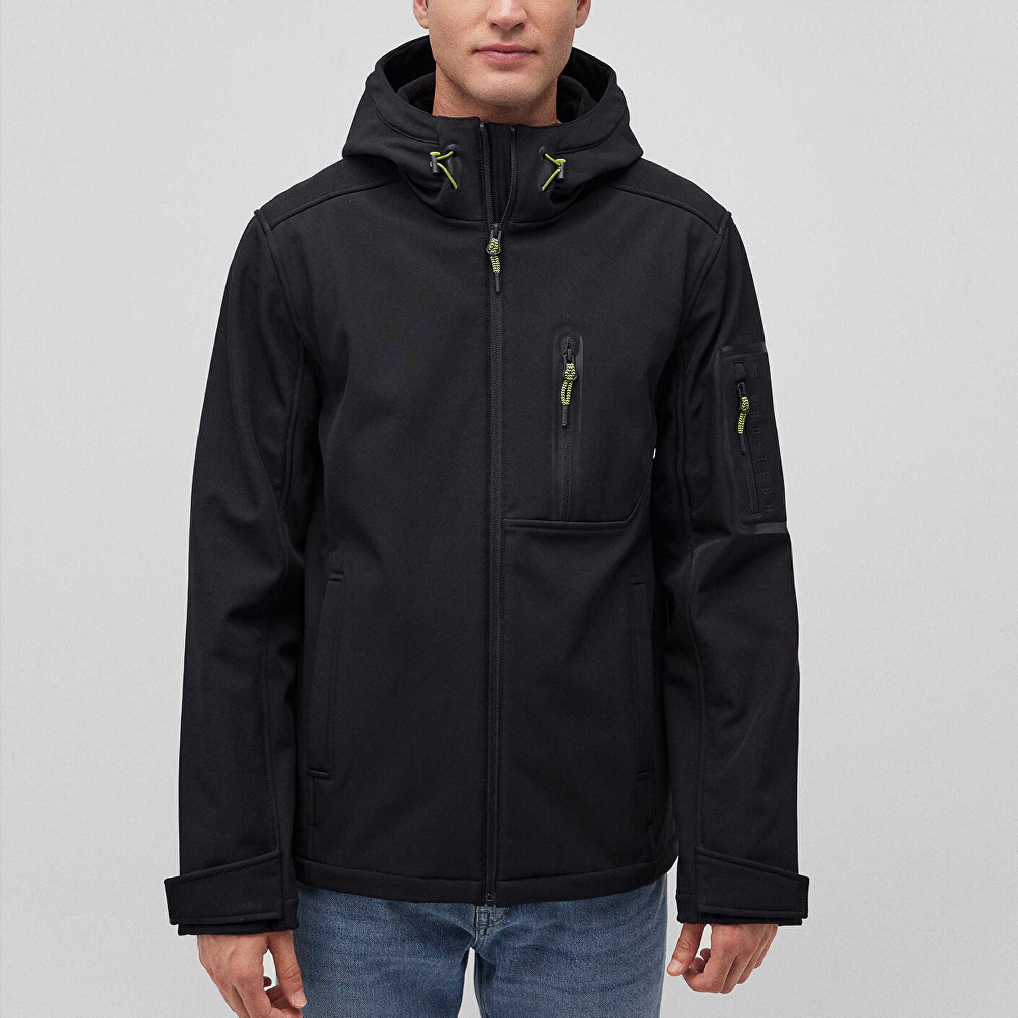 Mavi Kapüşonlu Siyah Scuba Ceket Slim Fit / Dar Kesim 0110264-900