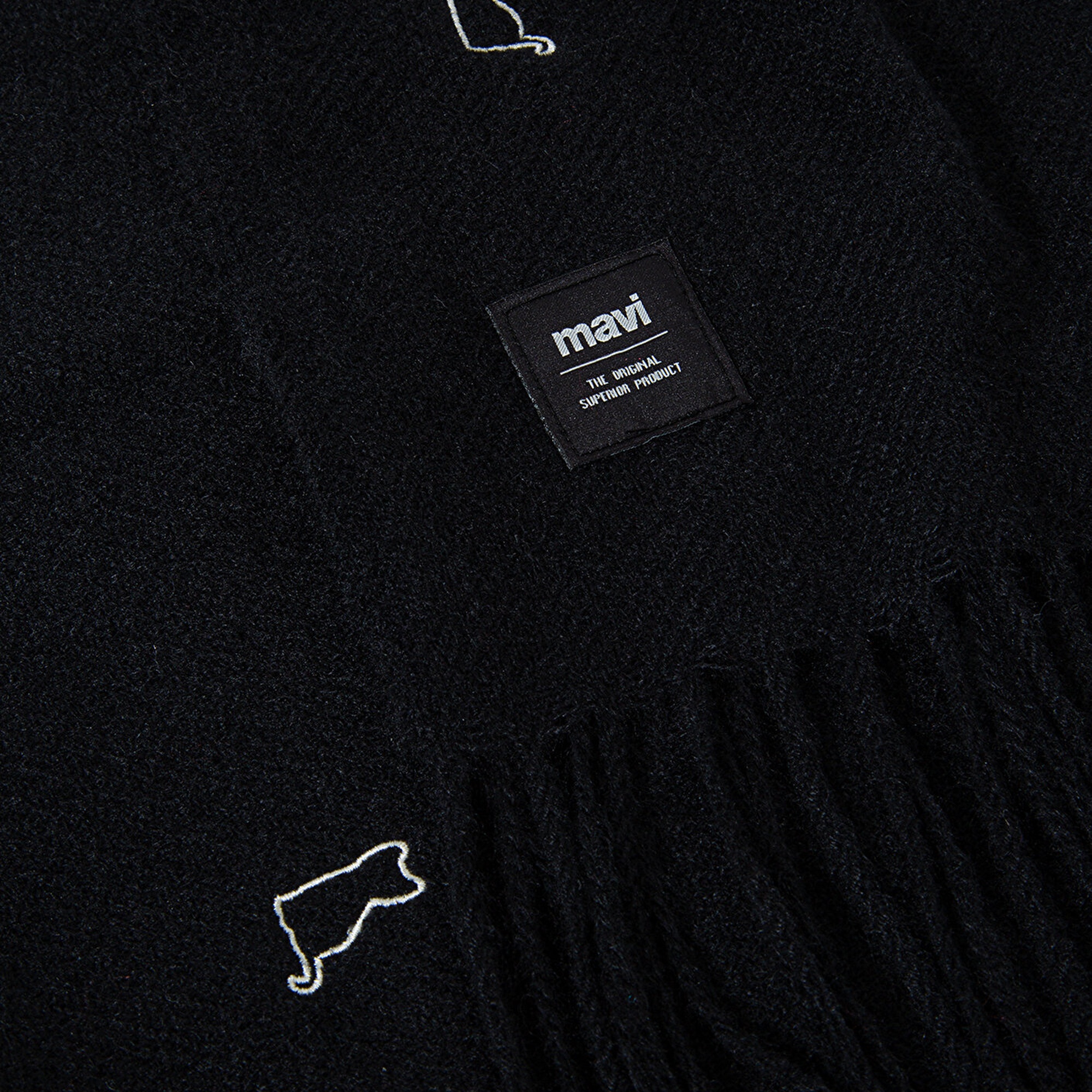 Mavi Kedi Nakışlı Siyah Atkı 1911730-900