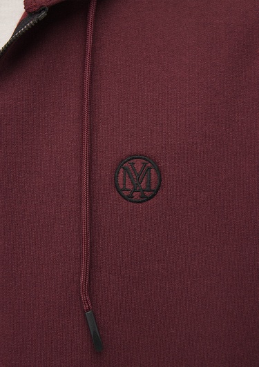  Mavi Kapüşonlu Fermuarlı Bordo Basic Sweatshirt 066979-70426