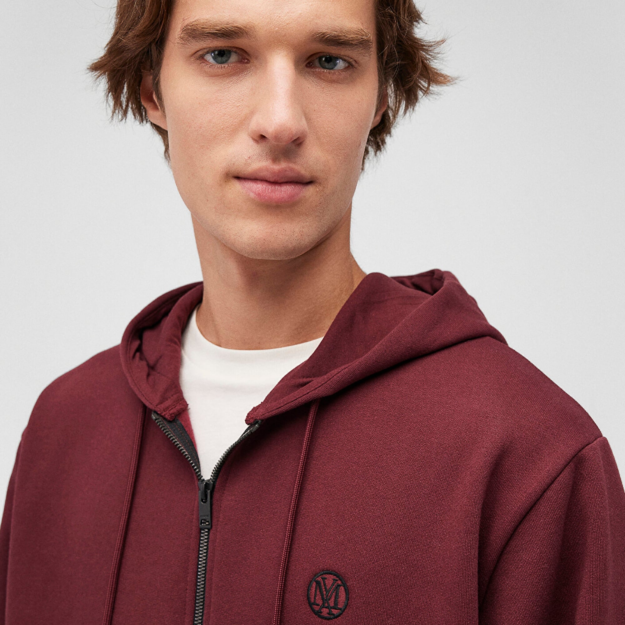 Mavi Kapüşonlu Fermuarlı Bordo Basic Sweatshirt 066979-70426