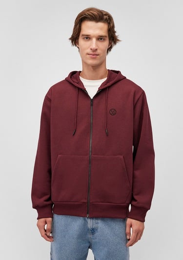  Mavi Kapüşonlu Fermuarlı Bordo Basic Sweatshirt 066979-70426