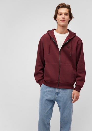  Mavi Kapüşonlu Fermuarlı Bordo Basic Sweatshirt 066979-70426