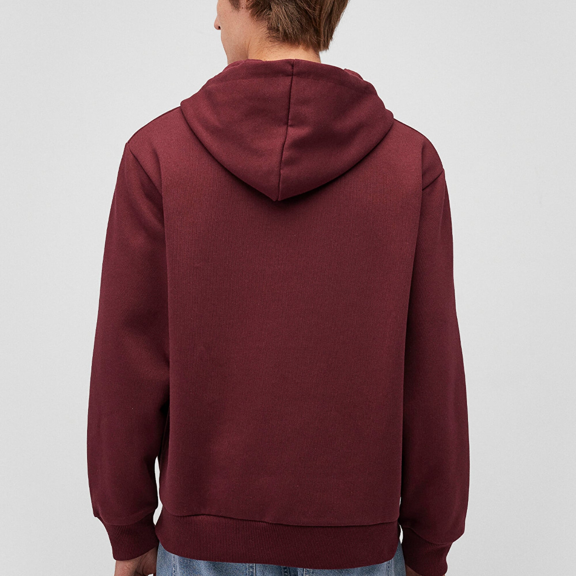 Mavi Kapüşonlu Fermuarlı Bordo Basic Sweatshirt 066979-70426