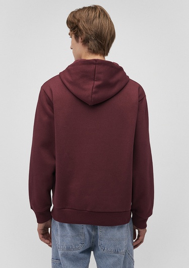  Mavi Kapüşonlu Fermuarlı Bordo Basic Sweatshirt 066979-70426