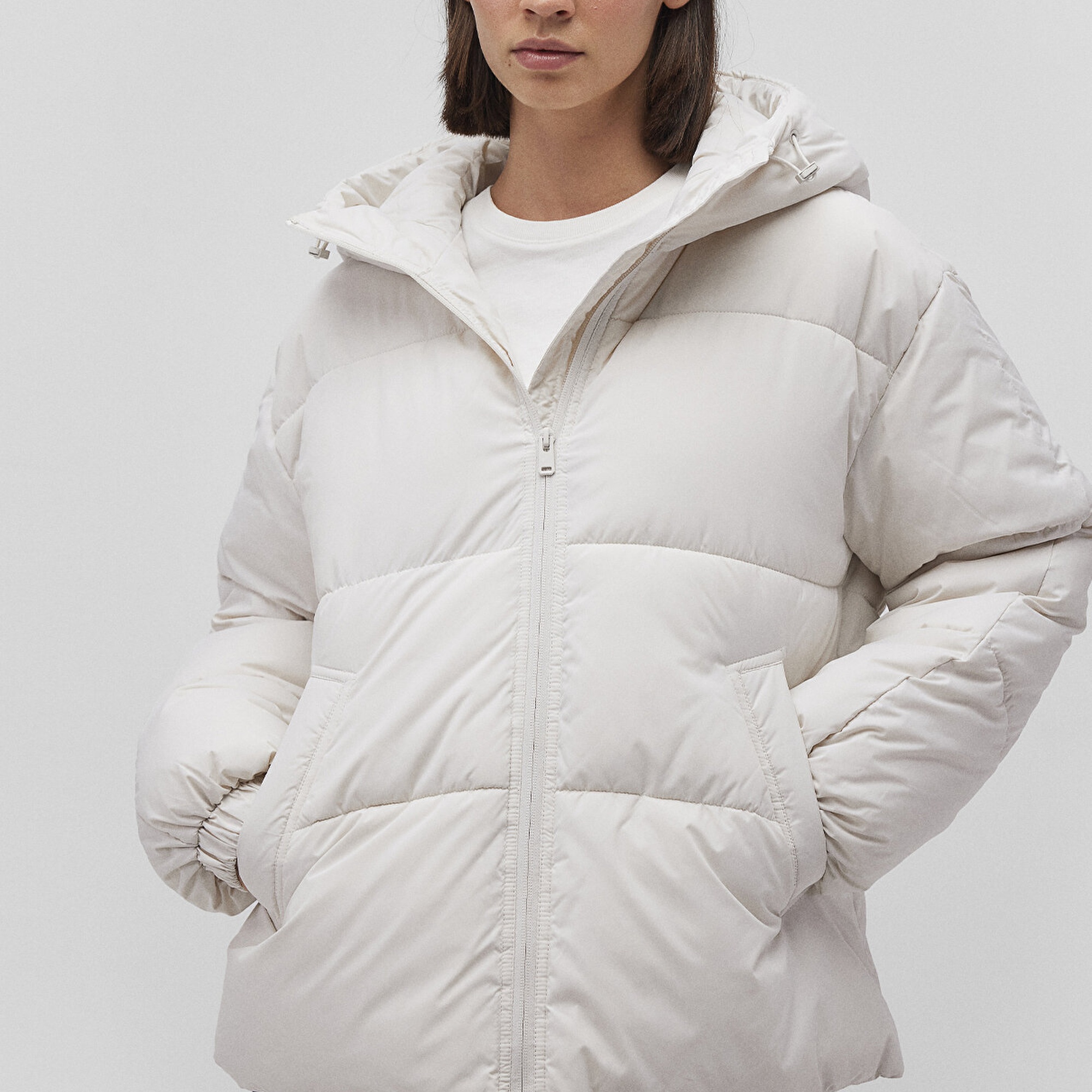 Mavi Kapüşonlu Beyaz Şişme Mont 1110199-83746