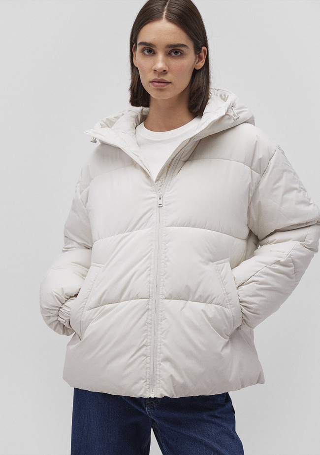  Mavi Kapüşonlu Beyaz Şişme Mont 1110199-83746