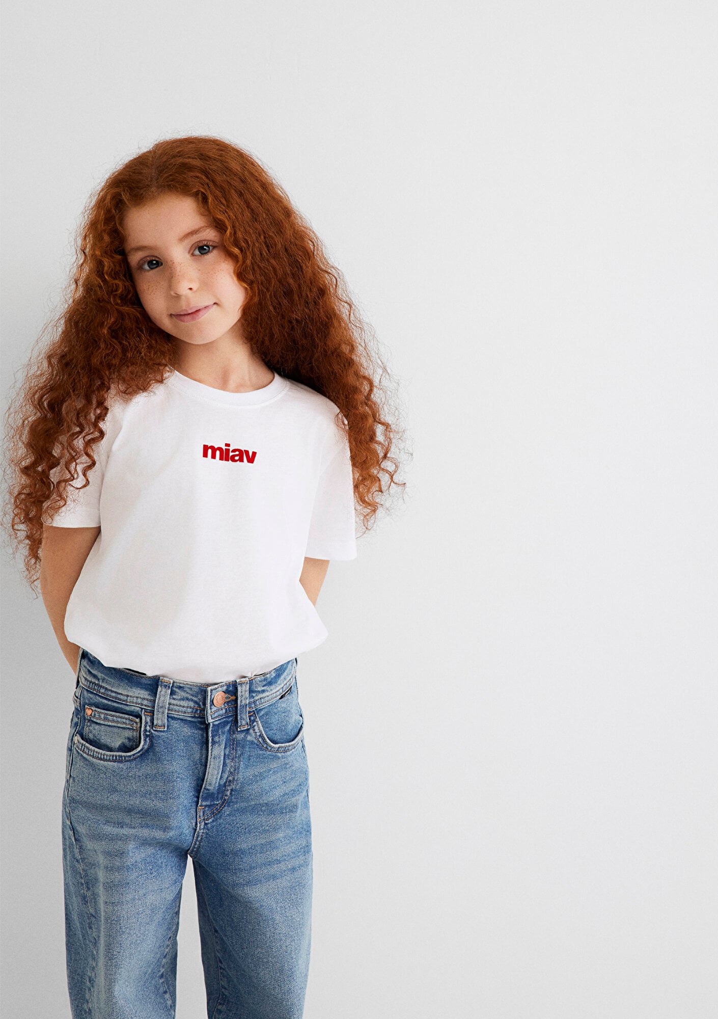  Mavi Kırmızı Miav Baskılı Çocuk Tişört Regular Fit / Normal Kesim 66332602