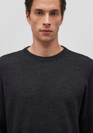  Mavi Bisiklet Yaka Siyah Basic Kazak Slim Fit / Dar Kesim 070781-900