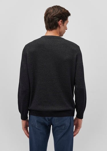  Mavi Bisiklet Yaka Siyah Basic Kazak Slim Fit / Dar Kesim 070781-900