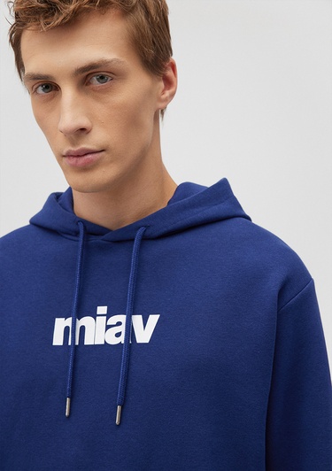  Mavi Miav Baskılı Kapüşonlu Mavi Sweatshirt 0S10001-70722