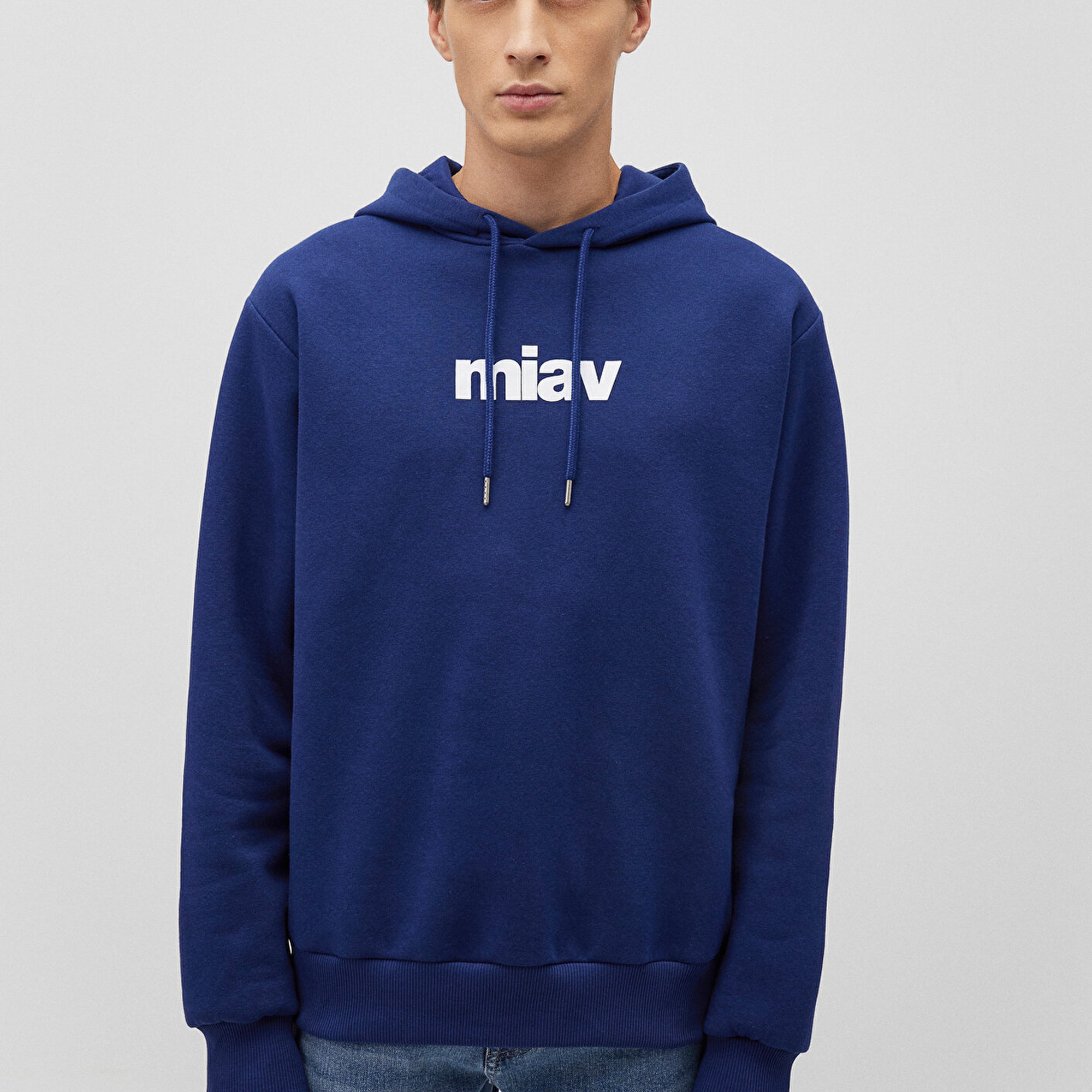 Mavi Miav Baskılı Kapüşonlu Mavi Sweatshirt 0S10001-70722