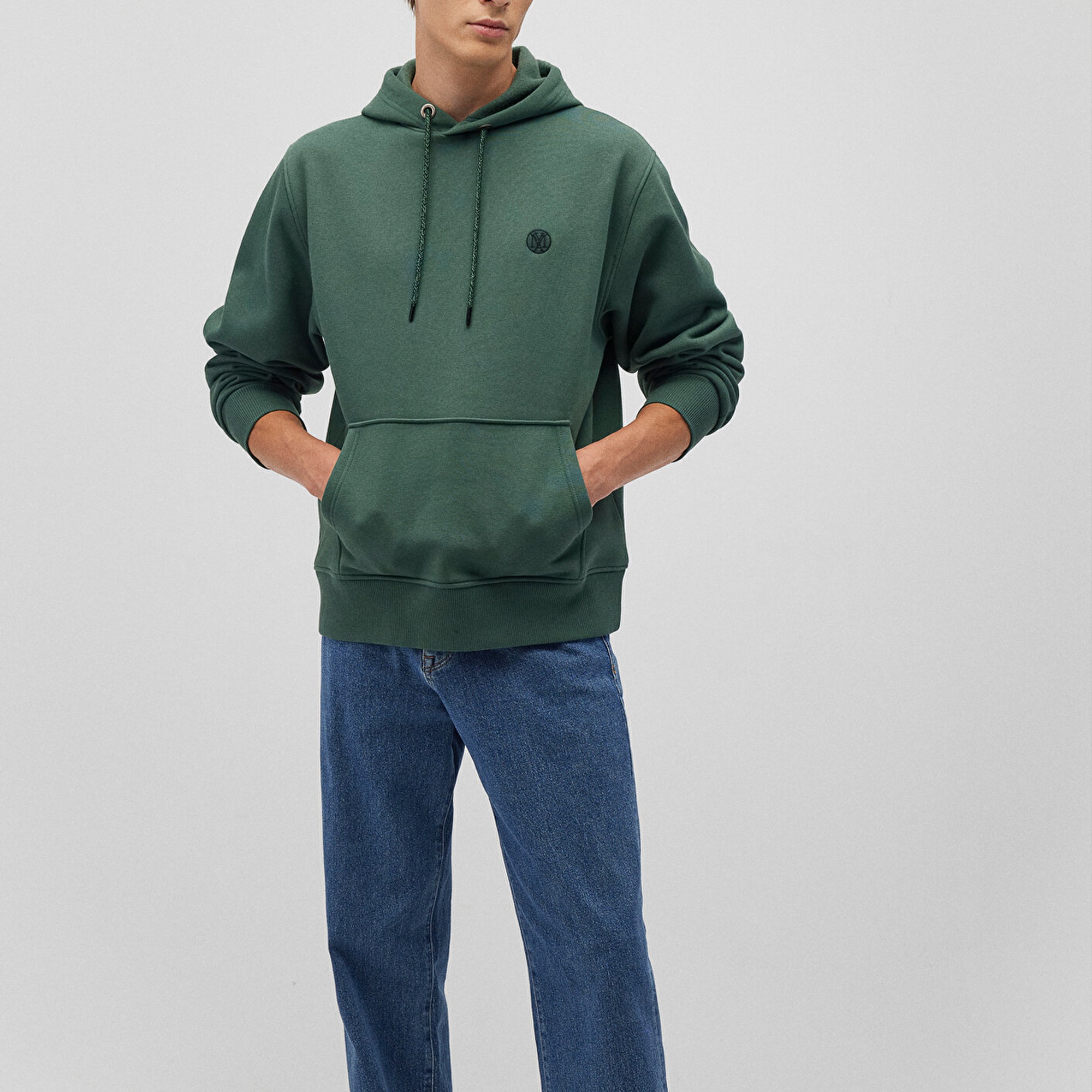 Mavi Mavi Logo Nakışlı Kapüşonlu Yeşil Sweatshirt 065809-71580