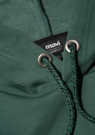  Mavi Mavi Logo Nakışlı Kapüşonlu Yeşil Sweatshirt 065809-71580