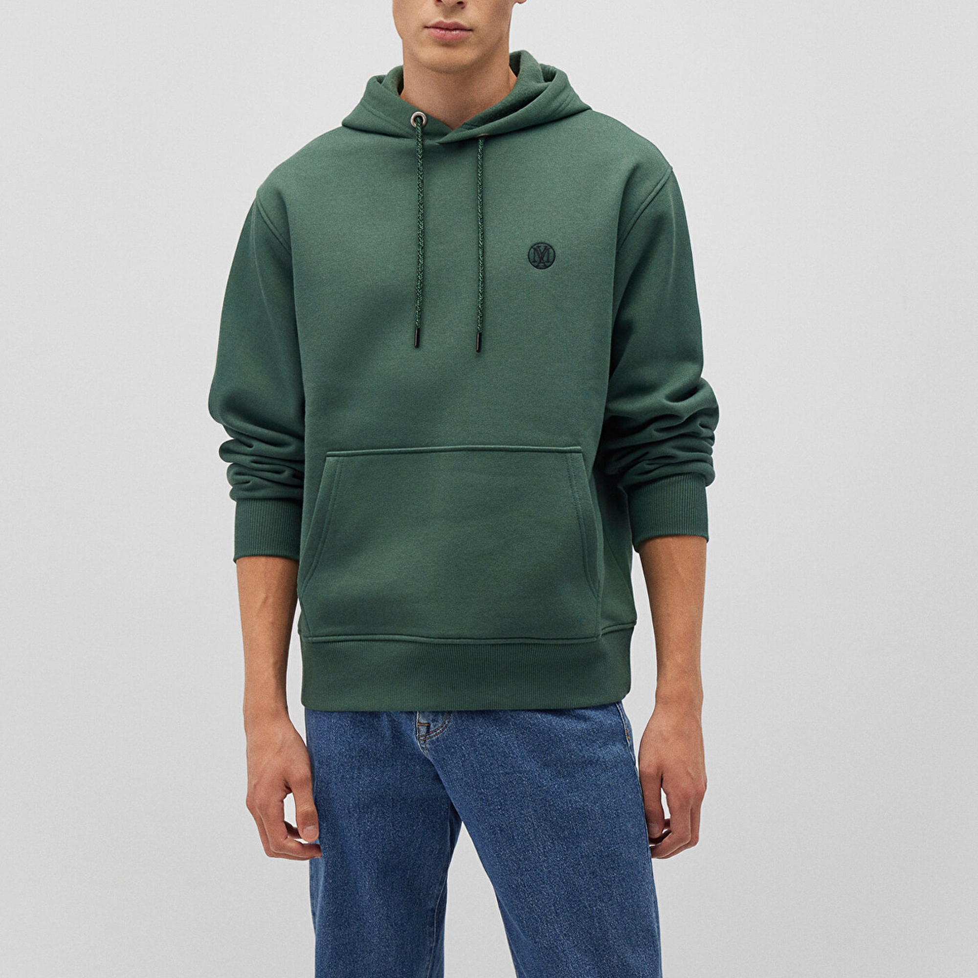 Mavi Mavi Logo Nakışlı Kapüşonlu Yeşil Sweatshirt 065809-71580