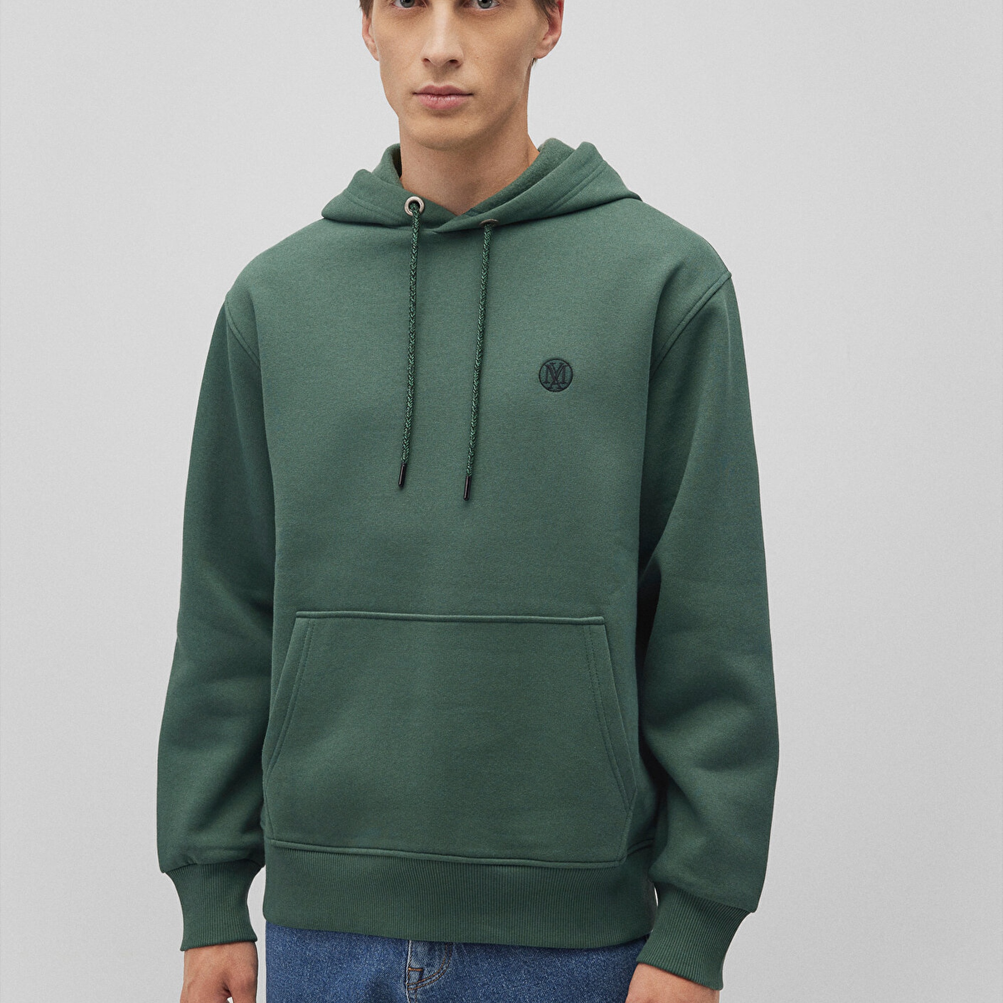 Mavi Mavi Logo Nakışlı Kapüşonlu Yeşil Sweatshirt 065809-71580