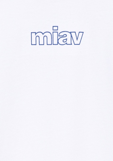  Mavi Miav Baskılı Beyaz Oversize Çocuk Tişört Loose Fit / Bol Rahat Kesim 7610158-620