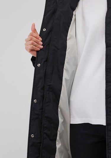  Mavi Kapüşonlu Siyah Uzun Şişme Mont 1110228-900