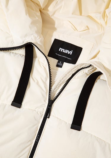  Mavi Kapüşonlu Ekru Şişme Mont 1110043-83043