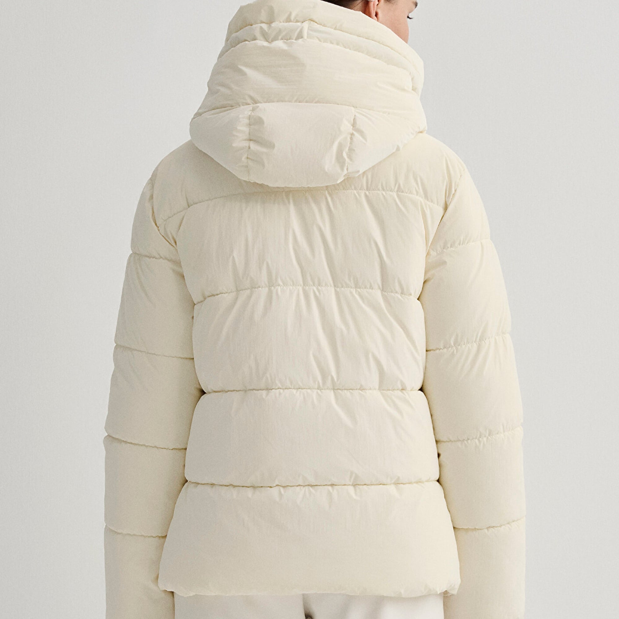 Mavi Kapüşonlu Ekru Şişme Mont 1110043-83043