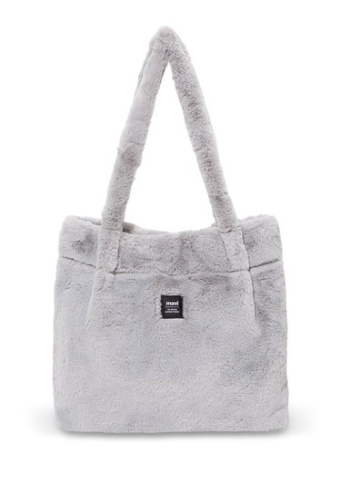  Mavi Gri Peluş Omuz Çantası 197617-85550