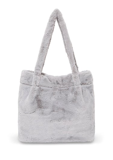  Mavi Gri Peluş Omuz Çantası 197617-85550