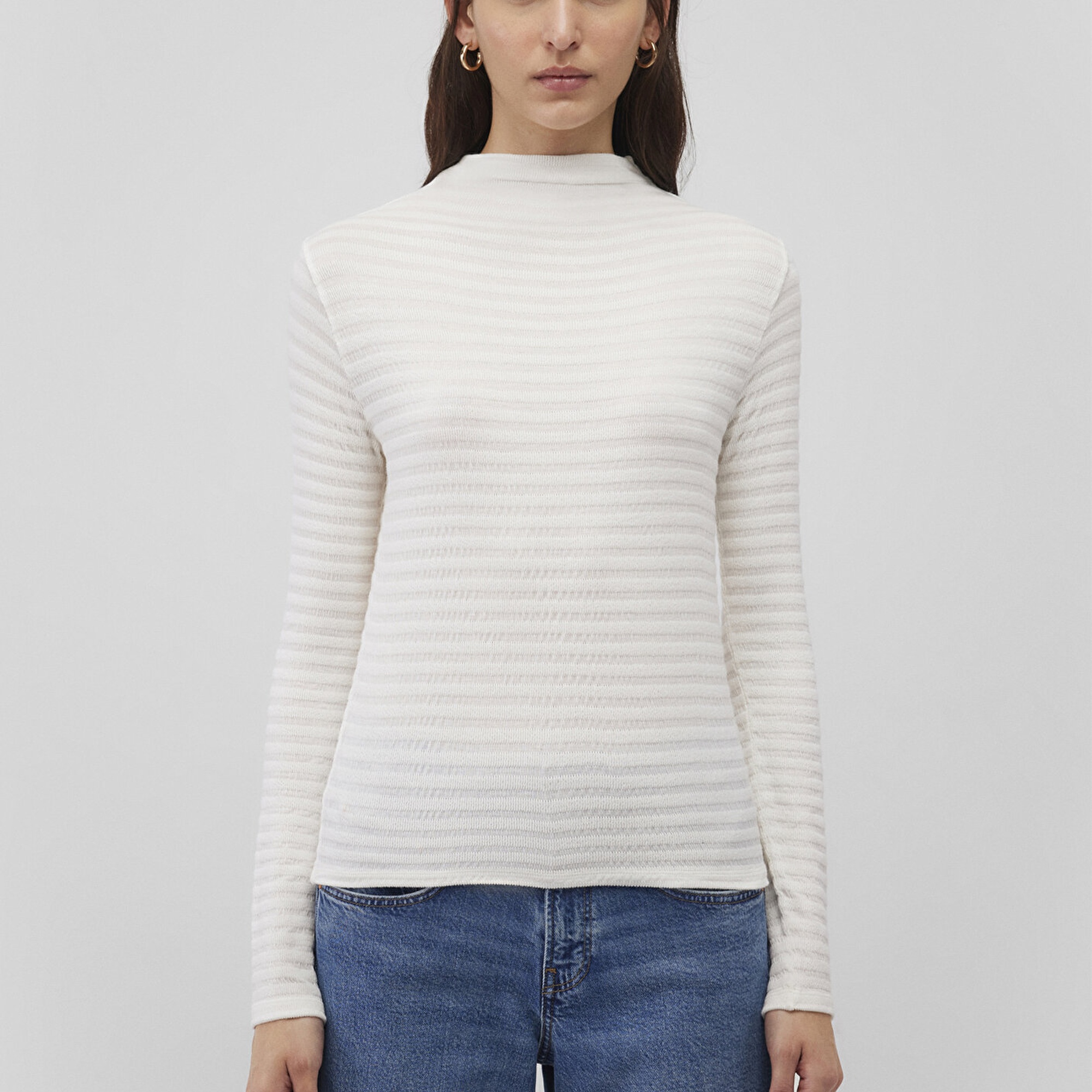 Mavi Dokulu Beyaz Tişört Slim Fit / Dar Kesim 1612026-70057