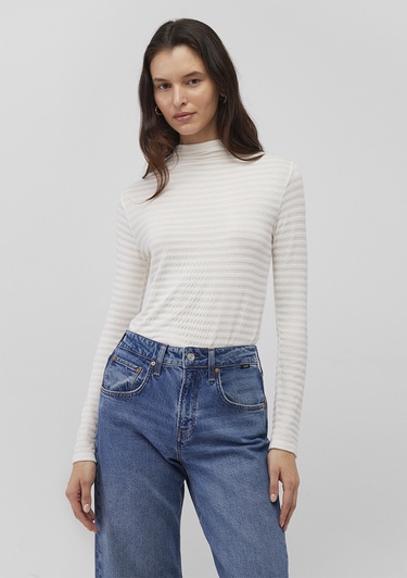  Mavi Dokulu Beyaz Tişört Slim Fit / Dar Kesim 1612026-70057