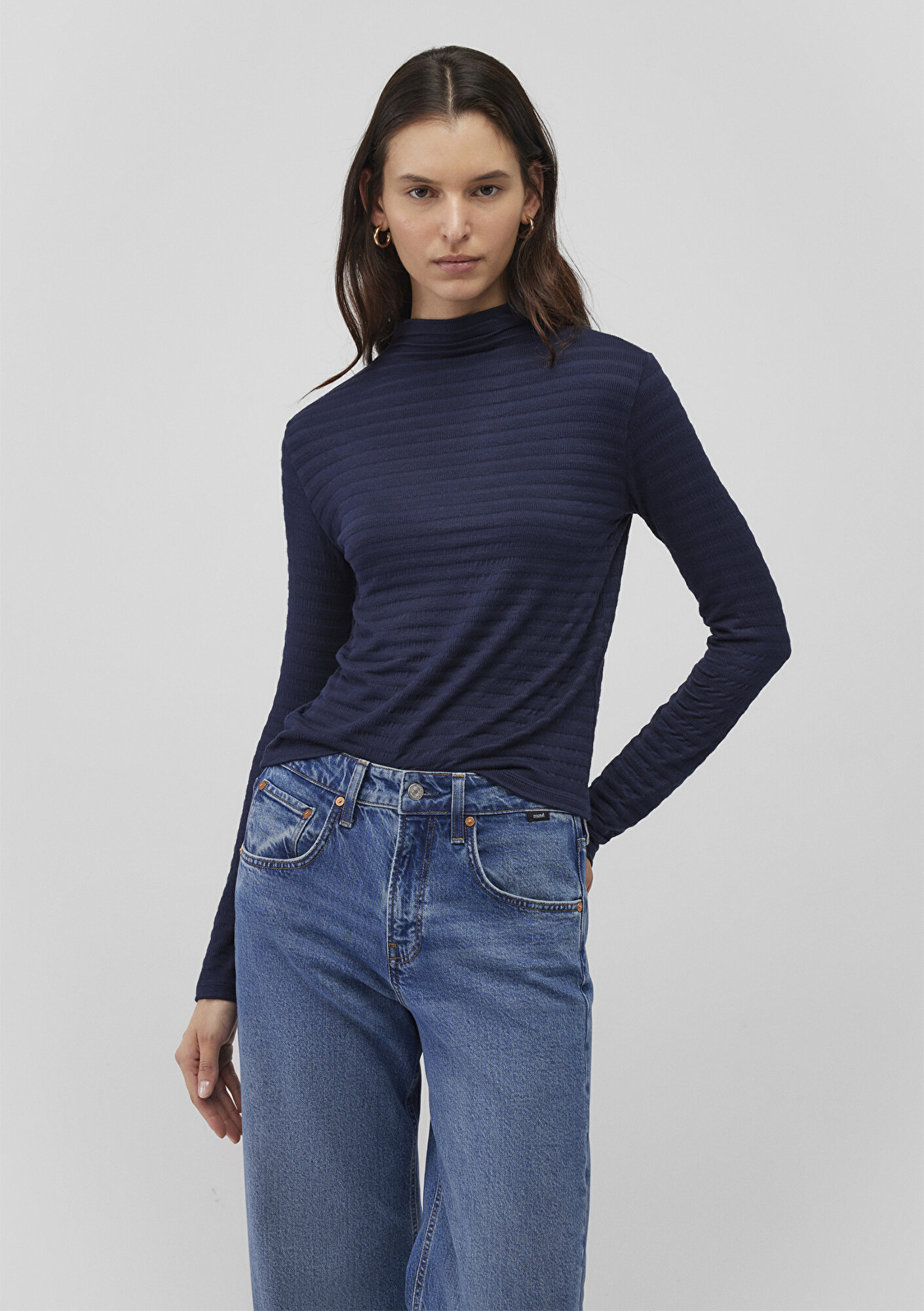  Mavi Dokulu Lacivert Tişört Slim Fit / Dar Kesim 1612026-82183