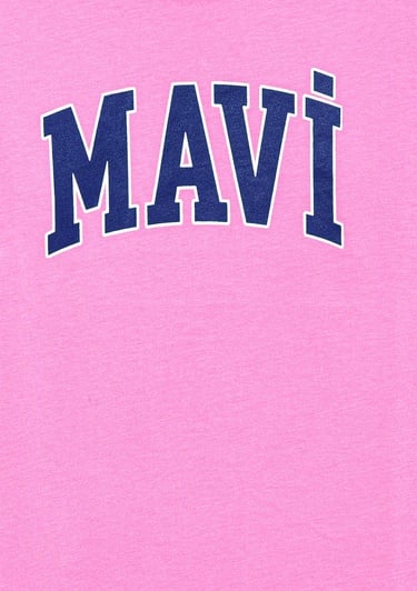  Mavi Mavi Logo Baskılı Pembe Tişört Regular Fit / Normal Kesim 7610109-71033