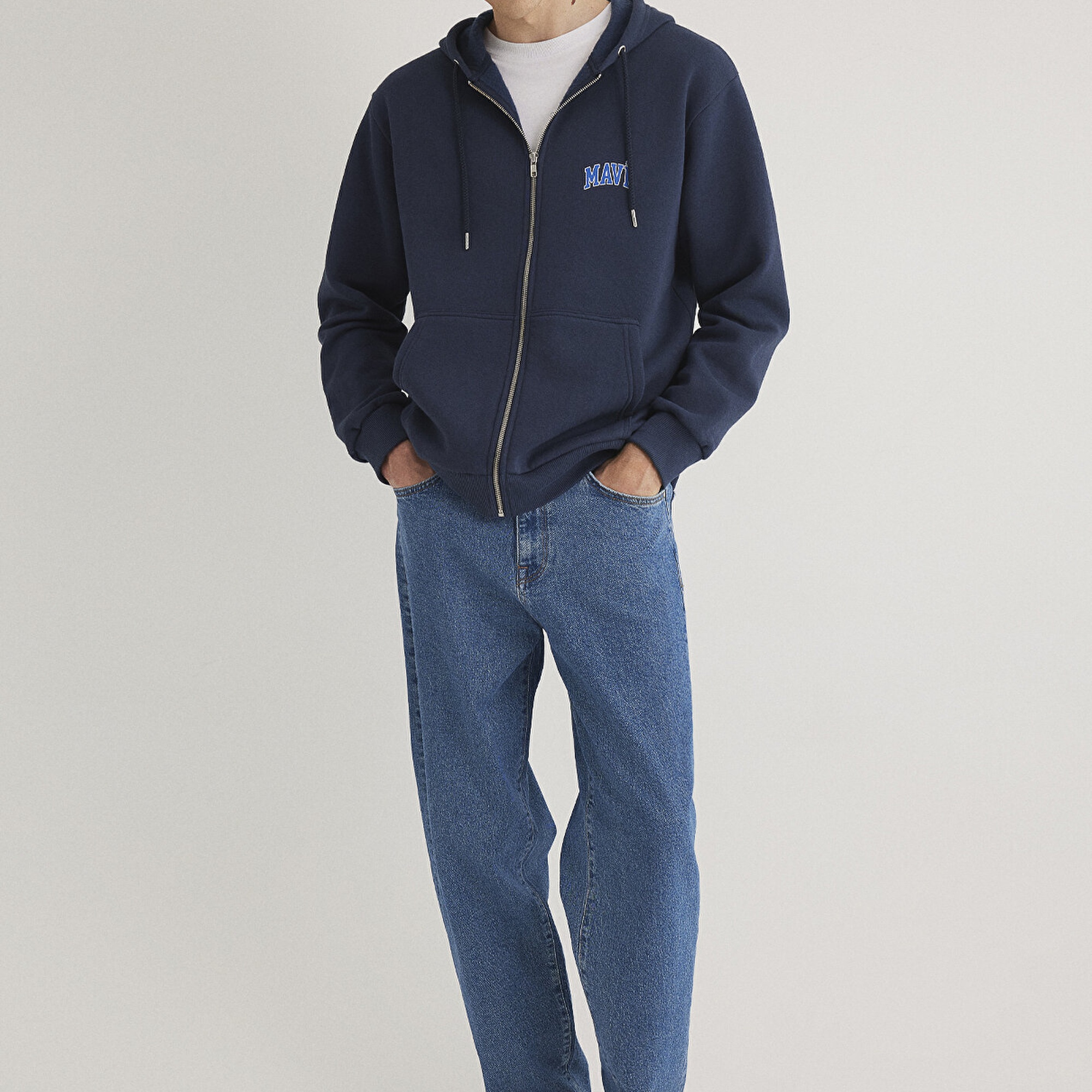 Mavi Mavi Logo Baskılı Fermuarlı Lacivert Sweatshirt 0611715-70490