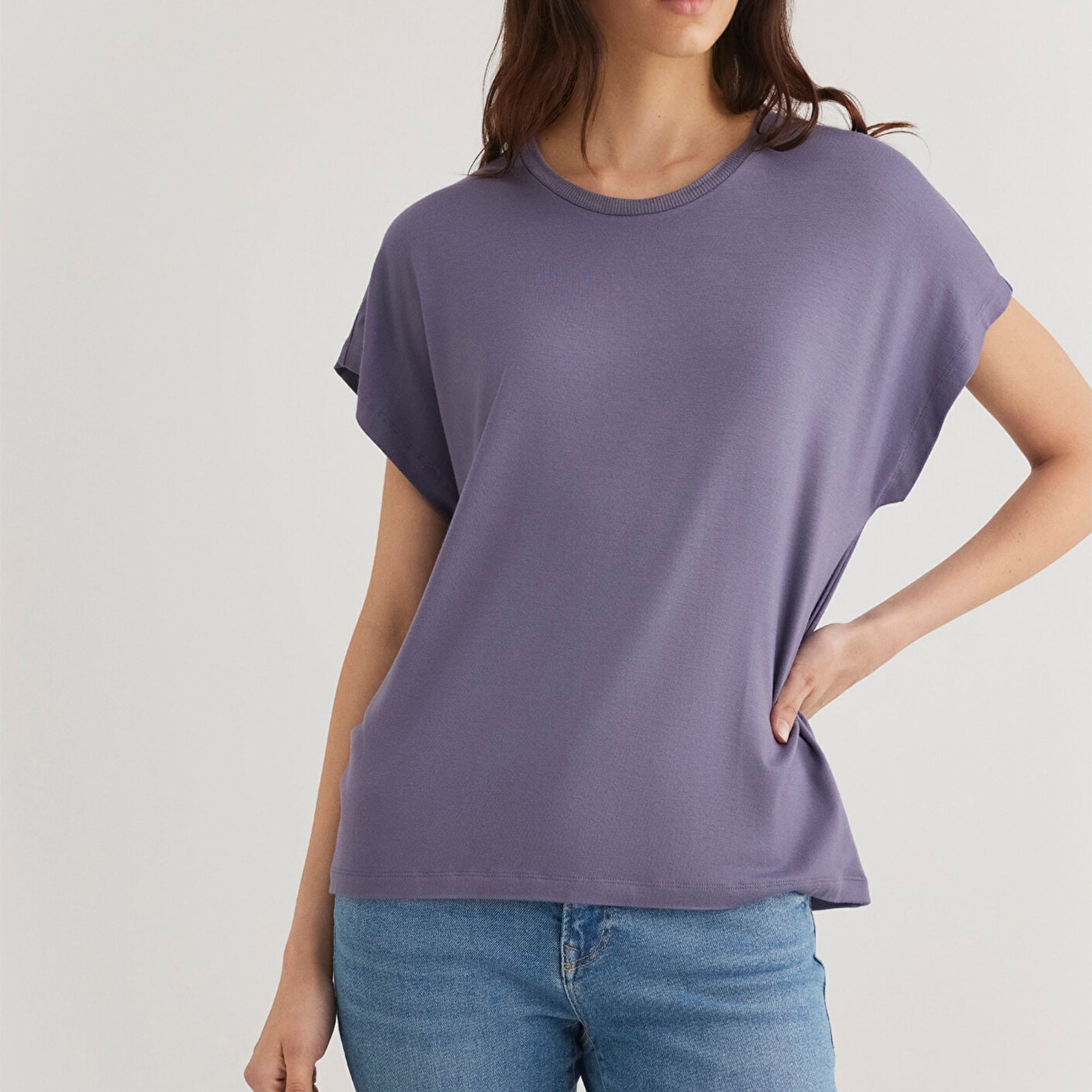 Mavi Düşük Omuz Mor Basic Tişört Regular Fit / Normal Kesim 1611649-70608