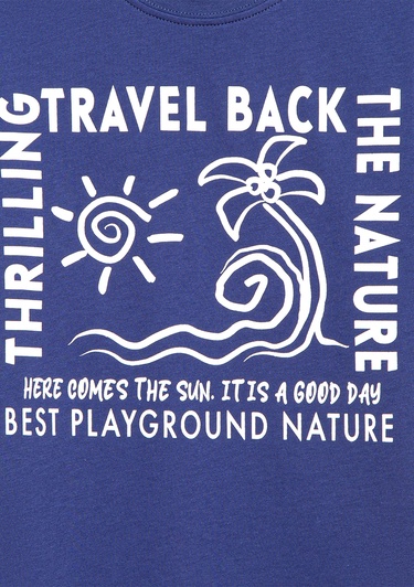  Mavi Baskılı Lacivert Tişört Loose Fit / Bol Rahat Kesim 6610179-70723