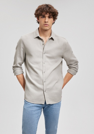  Mavi Bej Gömlek Slim Fit / Dar Kesim 8810217-70112