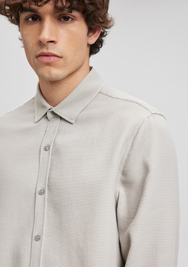  Mavi Bej Gömlek Slim Fit / Dar Kesim 8810217-70112