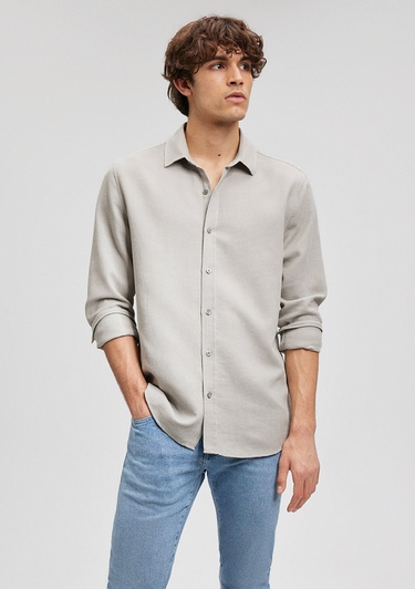  Mavi Bej Gömlek Slim Fit / Dar Kesim 8810217-70112