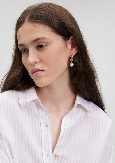  Mavi Boncuk Detaylı Altın Rengi Küpe 1912499-34961