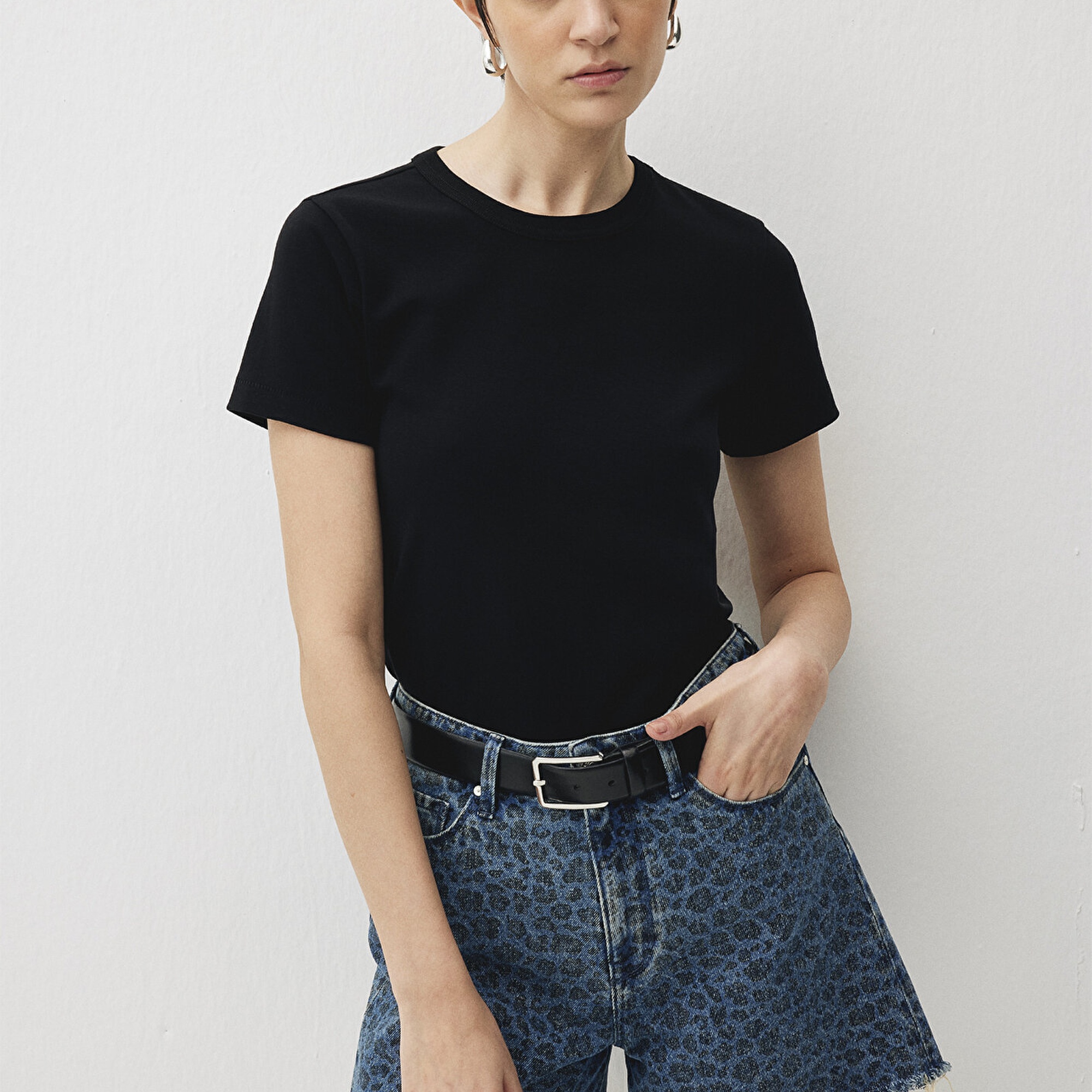 Mavi Millie 90s Indigo Leopar Desenli Jean Şort 1458988290